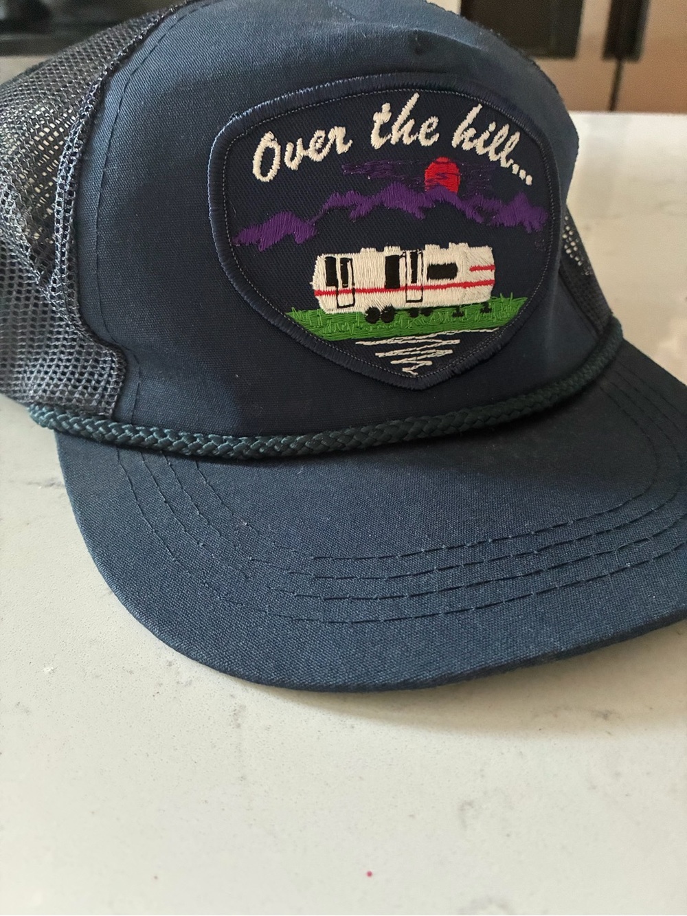 Vintage Over the Hill Navy Mesh Trucker Hat